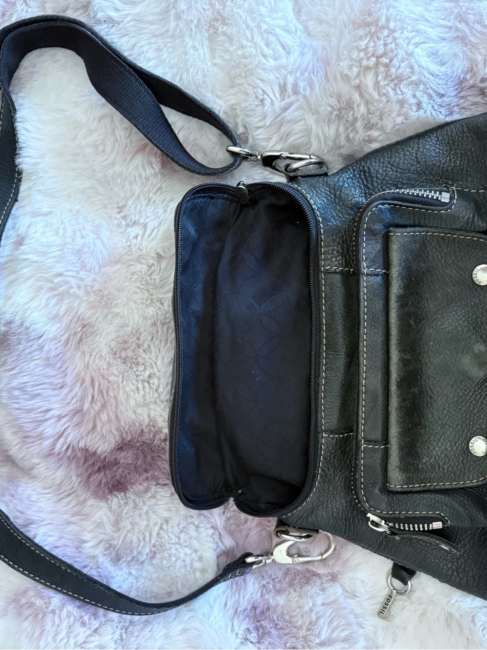 Black Leather Crossbody Bag - Versatile Everyday Style